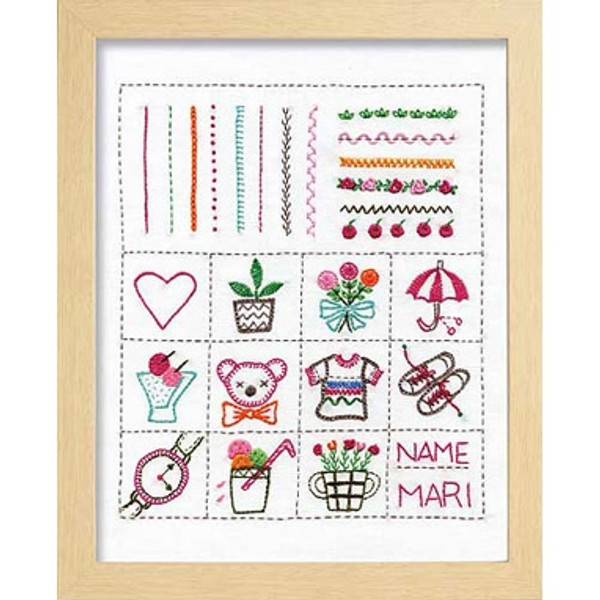 Frame not included. Embroidery Stitch Sampler 2038 