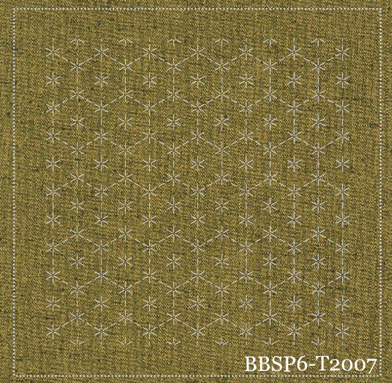 Connected Turtle Shells - Gold - Pre-Stencilled Fabric for Sashiko- BBSP6-T2007 Connected Turtle Shells - Gold - Pre-Stencilled Fabric for Sashiko- BBSP6-T2007