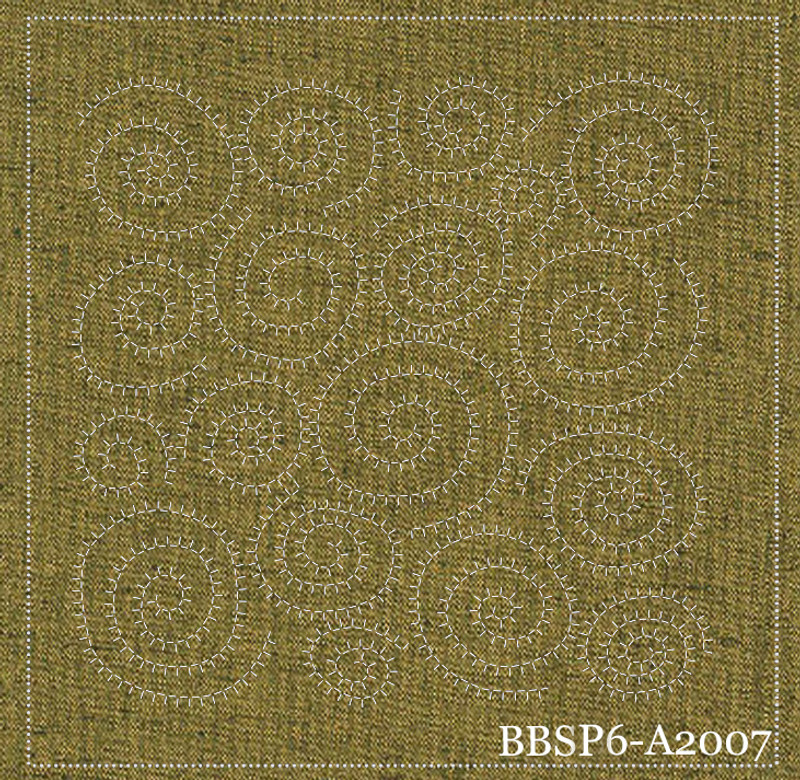 Nautilus - Gold, pre-stencilled fabric for sashiko - BBSP6-N2007 Nautilus - Gold, pre-stencilled fabric for sashiko - BBSP6-N2007