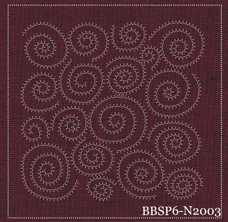 Nautilus - Red - Pre-Stencilled Fabric for Sashiko- BBSP6-N2003  Nautilus - Red - Pre-Stencilled Fabric for Sashiko- BBSP6-N2003