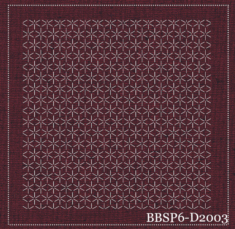 Daisy (Hinagiku) - Red, pre-stencilled fabric for sashiko - BBSP6-D2003