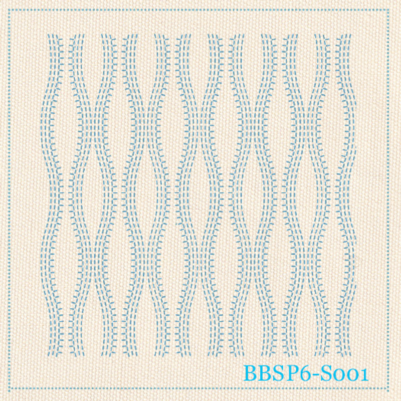 Rising Steam - Ecru, pre-stencilled fabric for sashiko - BBSP6-S001 Rising Steam - Ecru, pre-stencilled fabric for sashiko - BBSP6-S001