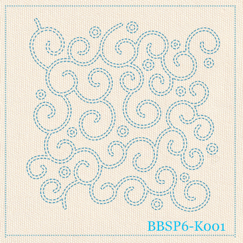 Karakusa - Ecru, pre-stencilled fabric for sashiko - BBSP6-K001