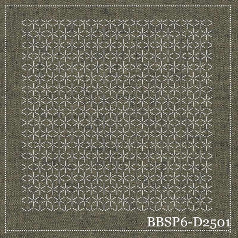 Daisy (Hinagiku)- Putty - Pre-Stencilled Fabric for Sashiko-BBSP6-D2501 Daisy (Hinagiku)- Putty - Pre-Stencilled Fabric for Sashiko-BBSP6-D2501