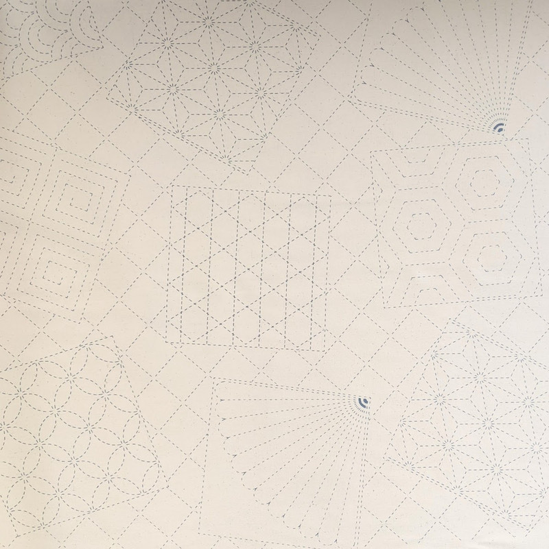 Stencilled Sashiko Fabric Panel - Medley - Ecru SSF-104C Stencilled Sashiko Fabric Panel - Medley - Ecru SSF-104C
