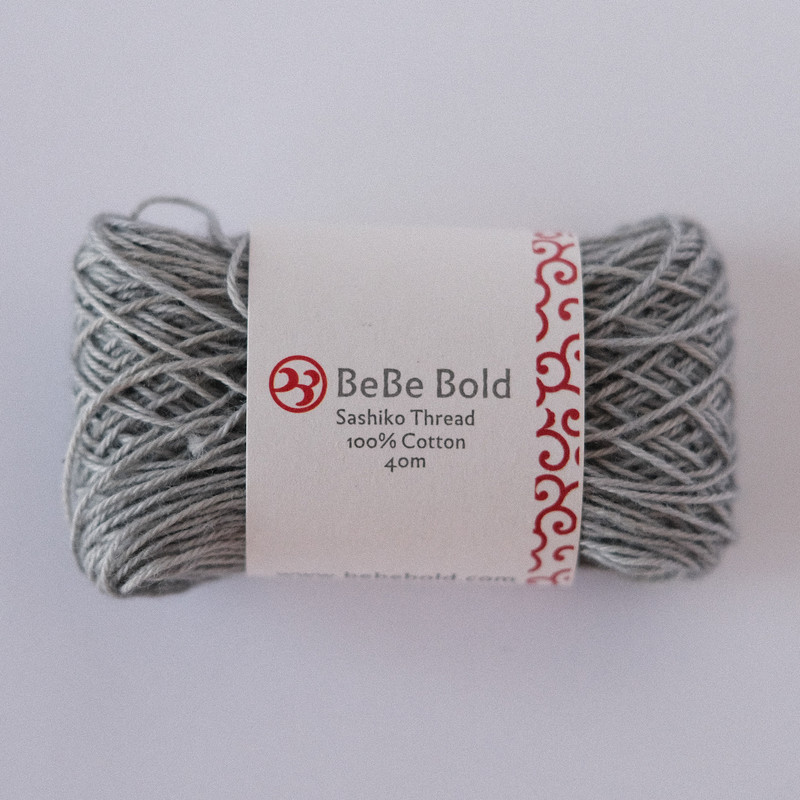 BeBe Bold Naturally Dyed Sashiko Thread - 40m - Soft Grey