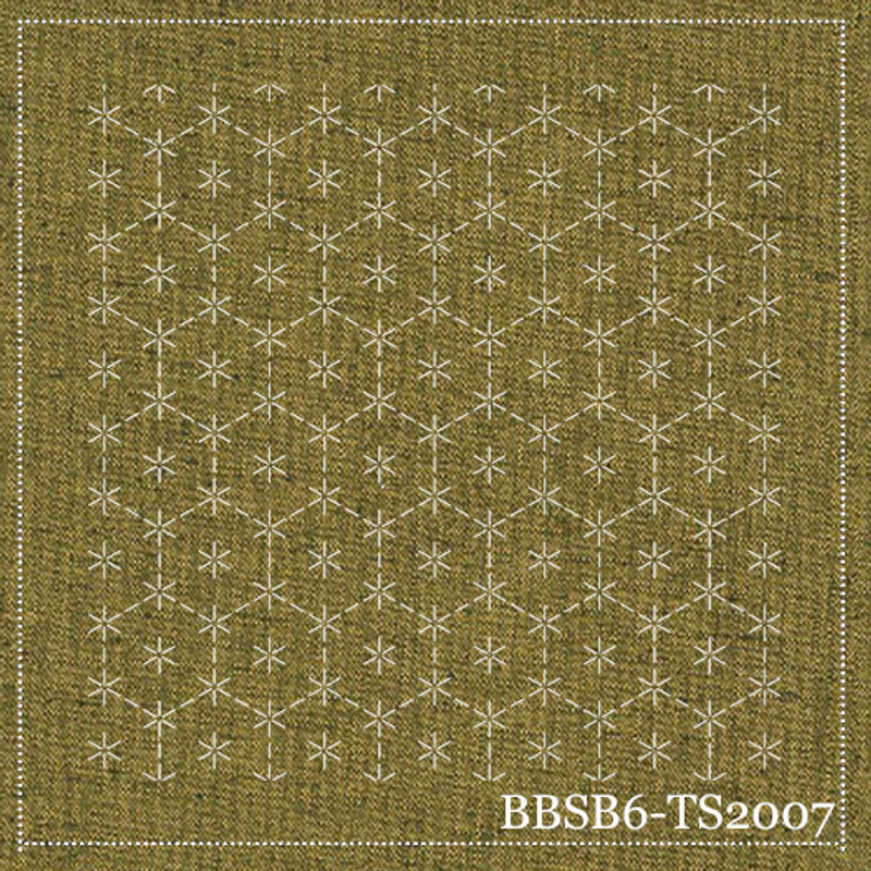Turtle Shells - Gold, pre-stencilled fabric for sashiko - BBSP6-TS2007 Turtle Shells - Gold, pre-stencilled fabric for sashiko - BBSP6-TS2007