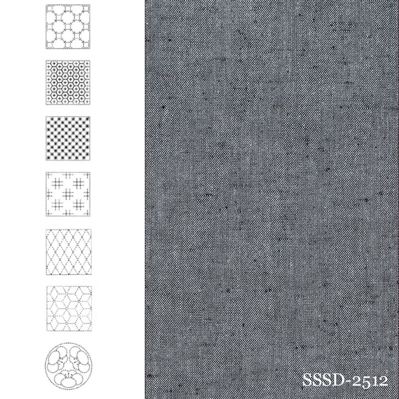 Sashiko Panel - Seven Patterns Navy (silver) Grey: SSSD-T2512 Sashiko Panel - Seven Patterns Navy (silver) Grey: SSSD-T2512