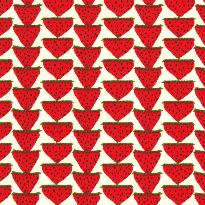 Kobayashi Fabric - Strawberries - White