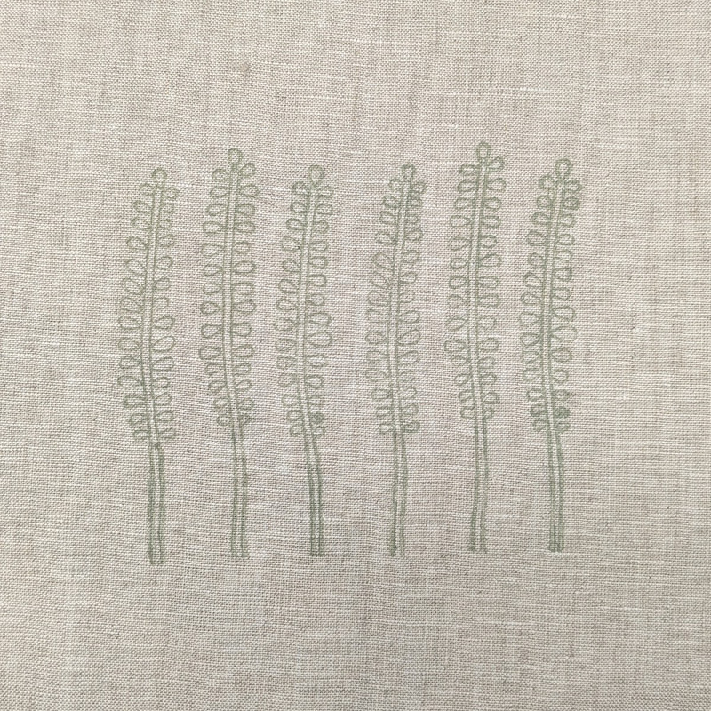 'Salvia' Stamped on Natural Linen 'Salvia' Stamped on Natural Linen
