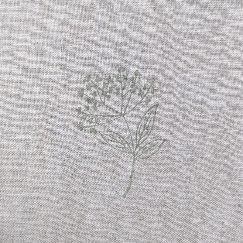 'Elder Flower' Stamped on Natural Linen 'Elder Flower' Stamped on Natural Linen