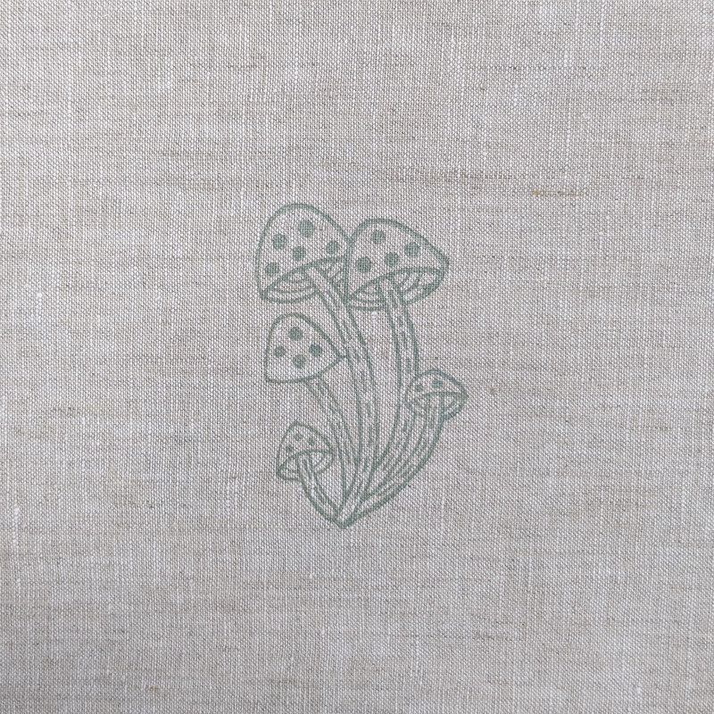 'Spotted Mushroom' Stamped on Natural Linen
