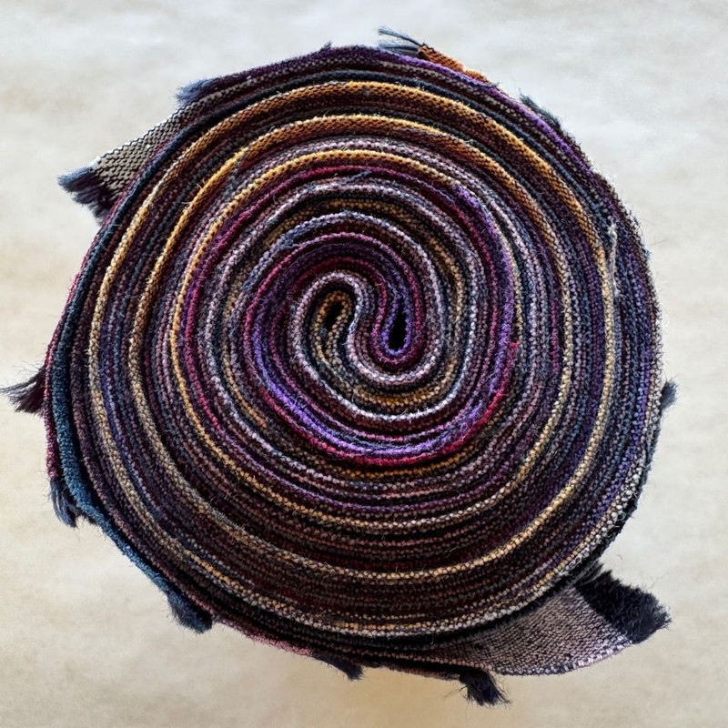 This roll contains 12 colours of Tsumugi, each one 5 inches (12cm) wide x 22 inches (approx 55cm) long.  This roll contains 12 colours of Tsumugi, each one 5 inches (12cm) wide x 22 inches (approx 55cm) long.