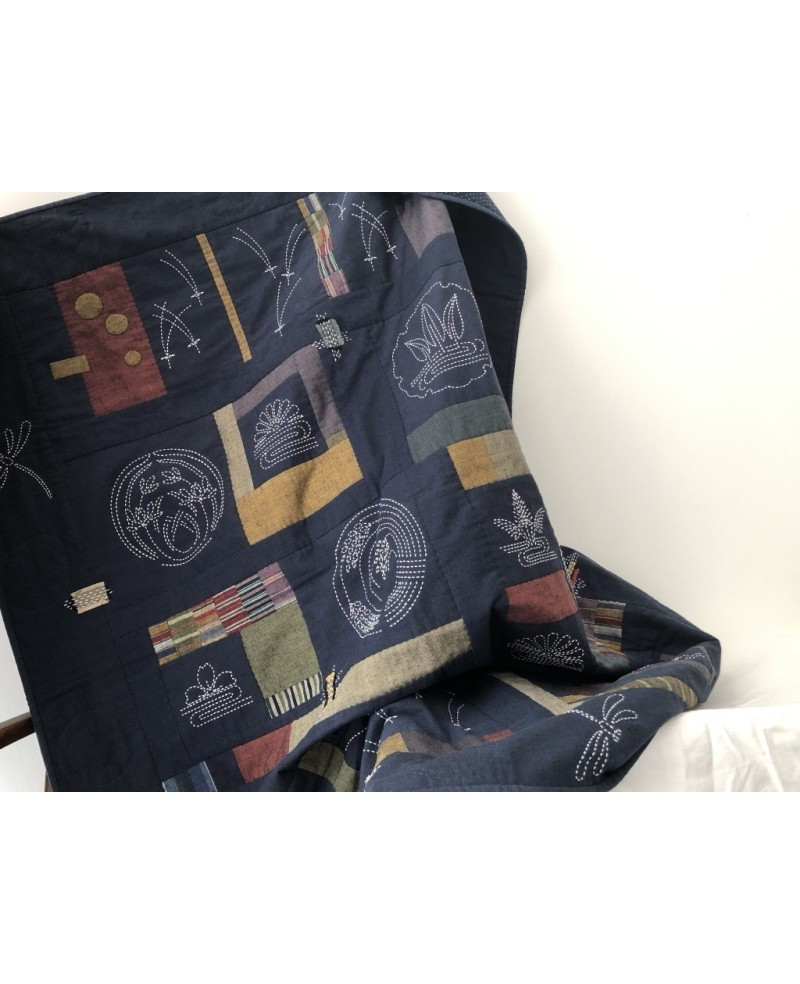 Sashiko Nature Quilt Kit - Navy