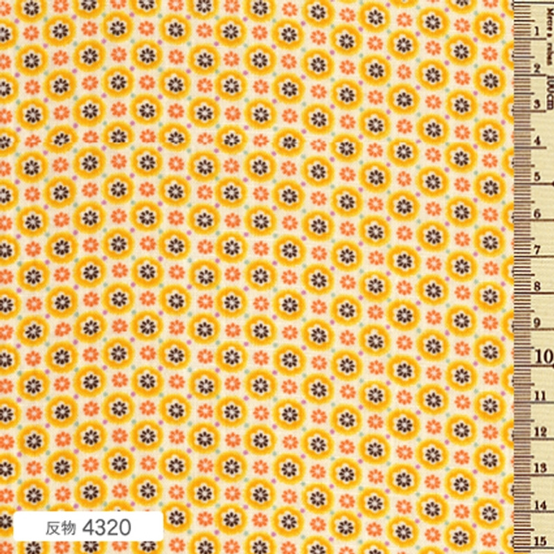 Printed Cotton Fabric Soleil Circle Yellow Blossom F-4320