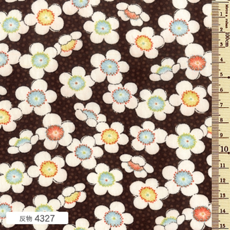 Printed Cotton Fabric Soleil Fall Blossom Brown F-4327