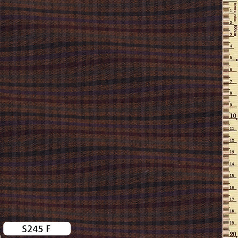 Sakizome Momen Fabric Wavy Checks Brown S245F Sakizome Momen Fabric Wavy Checks Brown S245F