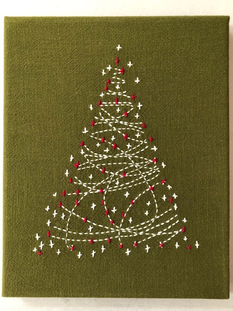 Sashiko Christmas Tree Green