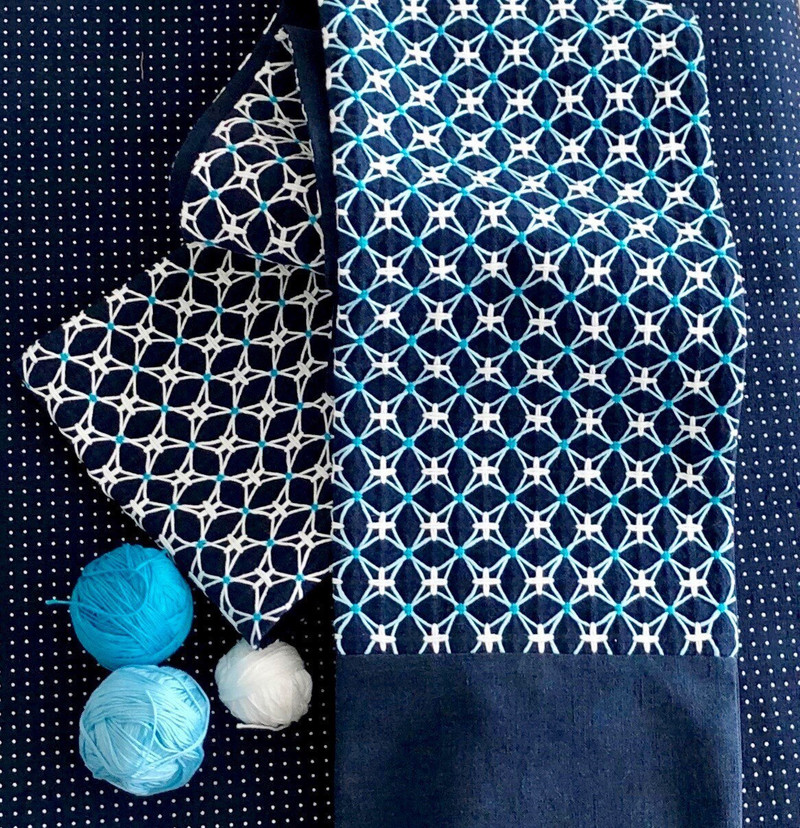 Sashiko Woven Scarf Ajisai Flower Kit - Navy only Sashiko Woven Scarf Ajisai Flower Kit - Navy only