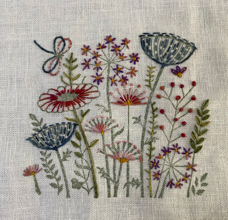 Spring Meadow completed embroidery project 