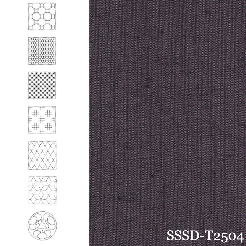 Sashiko Panel - Seven Patterns Purple: SSSD-T2504 Sashiko Panel - Seven Patterns Purple: SSSD-T2504