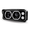 Rectangular Halo LED Projector Headlight Assembly - Black