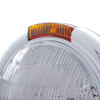 Stainless Steel "Classic" Peterbilt Sealed Beam Headlight W/ Incandescent Signal Light - Amber