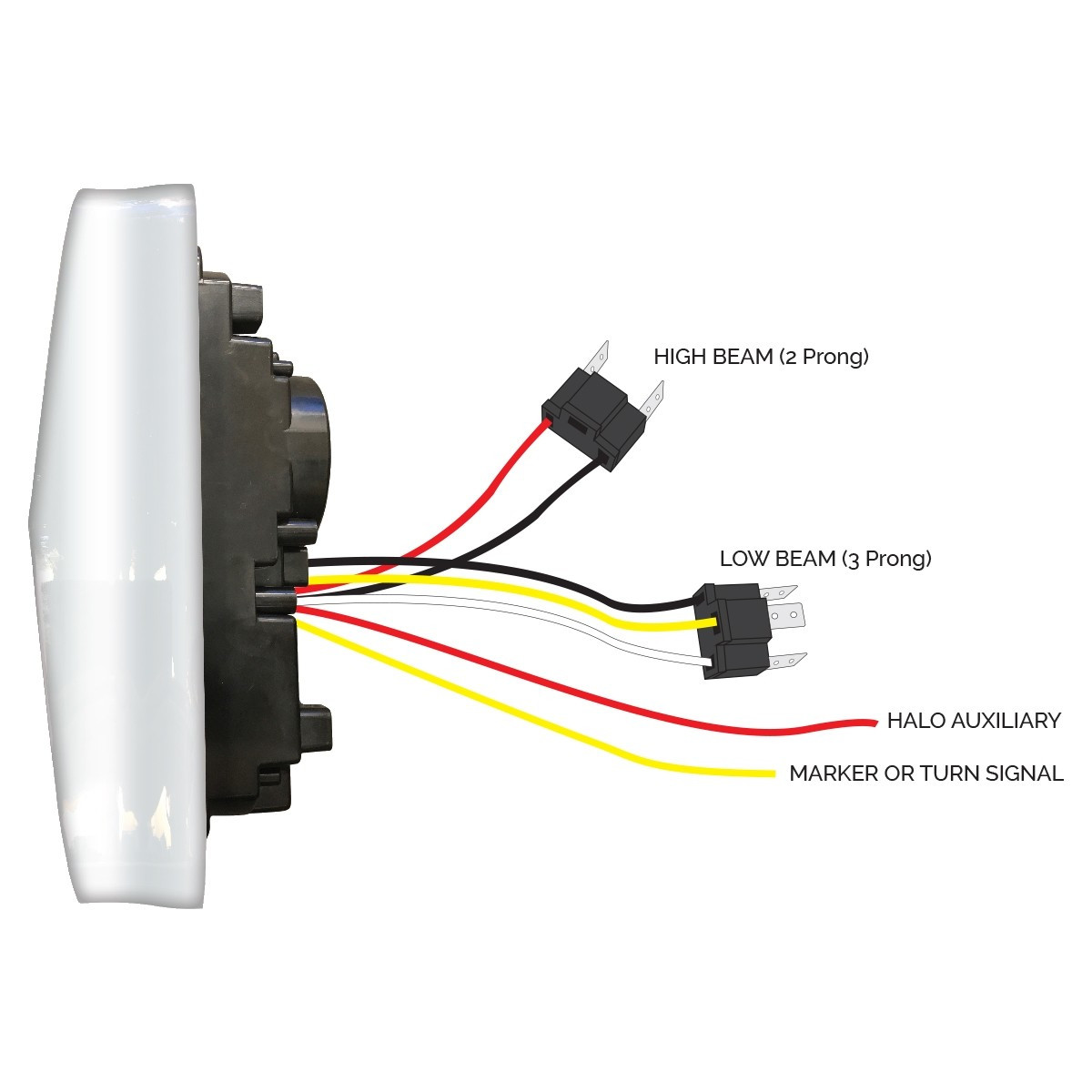 Rectangular Halo LED Projector Headlight Assembly Chrome LF Truck