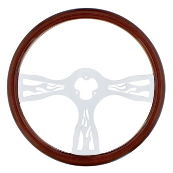 18" Chrome Steering Wheel - 3 Spoke "Flame" 18" Chrome Steering Wheel - 3 Spoke "Flame"
