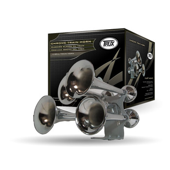 Compact Extra Loud 4 Bell Chrome Train Horn (140-145 Decibels) Compact Extra Loud 4 Bell Chrome Train Horn (140-145 Decibels)