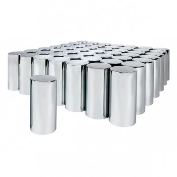 33 mm x 4 1/4" Chrome Tall Cylinder Nut Cover - Thread-On - 60 Pack