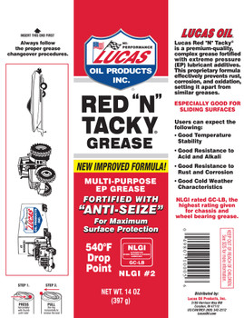 LUCAS Red "N" Tacky Grease - 14 Oz Tube