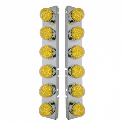 SS Front Air Cleaner Bracket With 12X 19 LED Bullet Style Lights & Bezels For Peterbilt