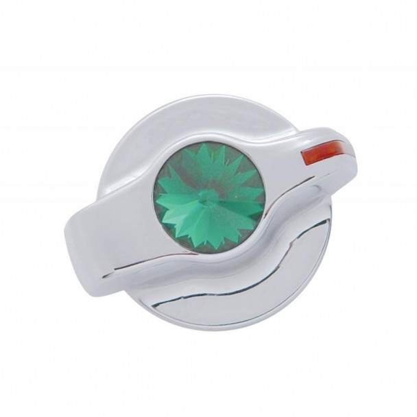 Chrome Plastic 2006+ Peterbilt Signature A/C Control Knob W/ Diamond - Green