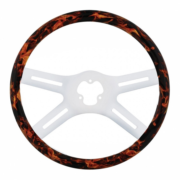 18" Flame Chrome Steering Wheel - 4 Spokes