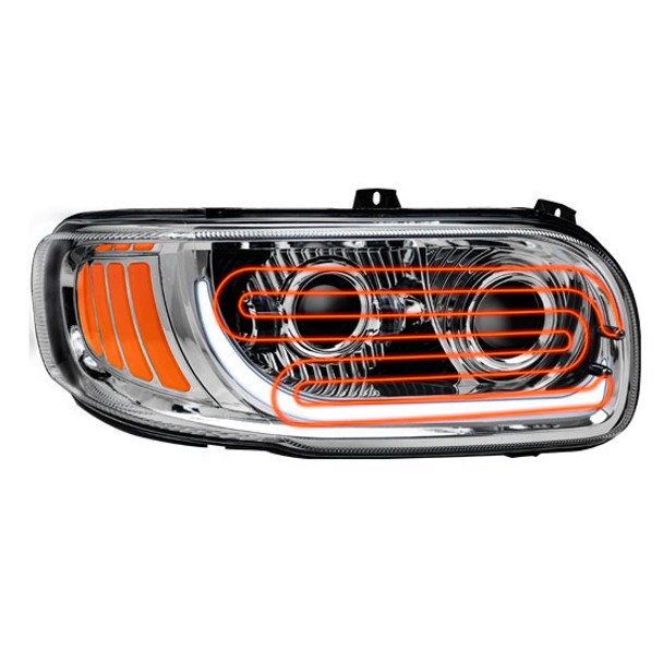 Heated LED 389 Headlight with Chrome Interior