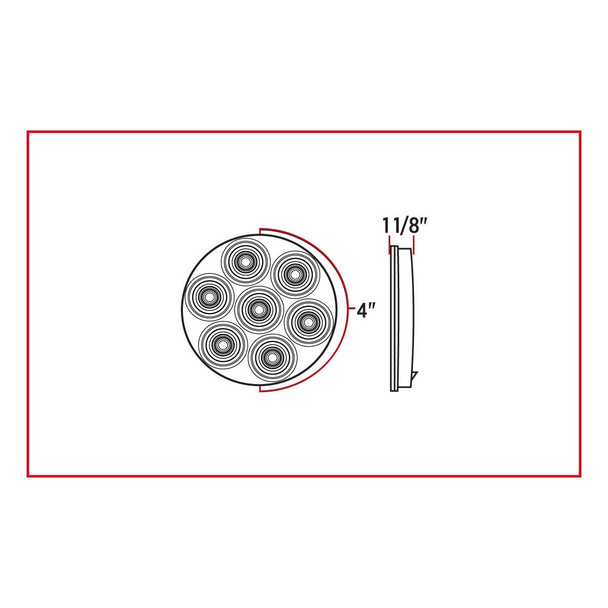 4" Economy Red Stop, Turn & Tail LED (8 Diodes)