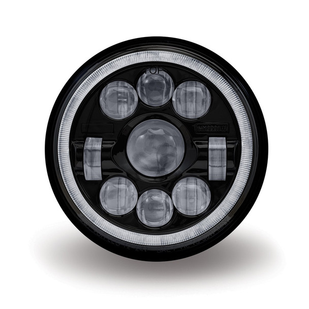 7" Round Slim Back LED Headlight - Black Housing (1320 Lumens)
