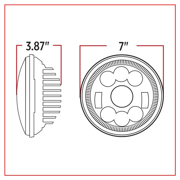 7" Round Slim Back LED Headlight - Black Housing (1320 Lumens)