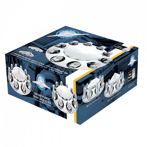 Chrome Plastic Economy Front Axle Cover W/ Removable Cap - 33Mm Thread-On Nut Cover