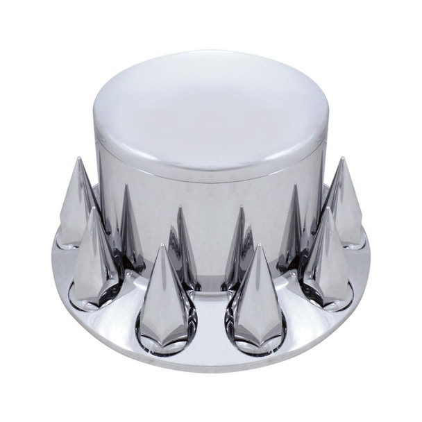 Chrome Plastic Rear Axle Cover W/ Removable Hub Cap - 33Mm Thread-On Spike Nut Cover