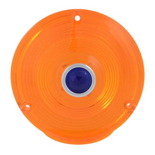 4″ Amber Pedestal Light Replacement Lens with Blue Dot