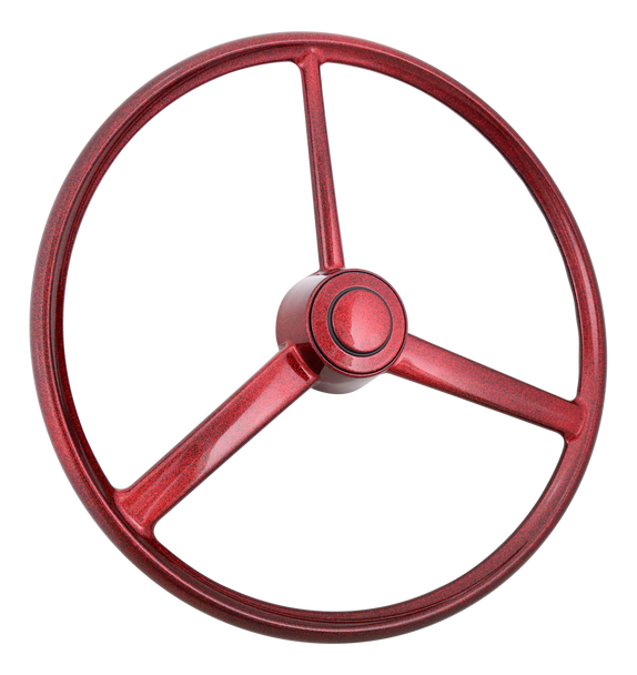 20" Retro Bone Steering Wheel w/ 3 Spokes - Red Sparkle