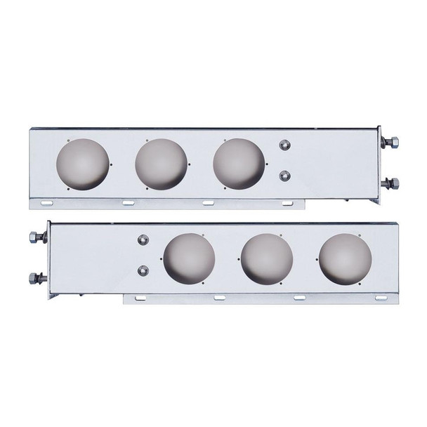 Stainless Steel Spring Loaded Rear Light Bar W/ Six 4" Round Light Cutouts - 3 3/4" Bolt Pattern