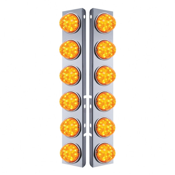 S.S. Pb 12 Led Cutout Air Cleaner Light Bracket W/ 17 Amber Led Watermelon Cab Light - Amber Lens