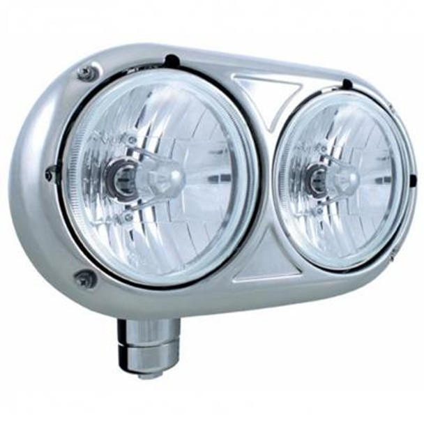 304 Stainless Steel Peterbilt 359 Crystal Halogen Dual Headlight - Driver