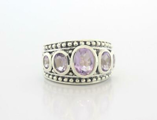 Vintage Purple CZ Ring Sterling Silver 925 Ladies Size 7 Oval Gems