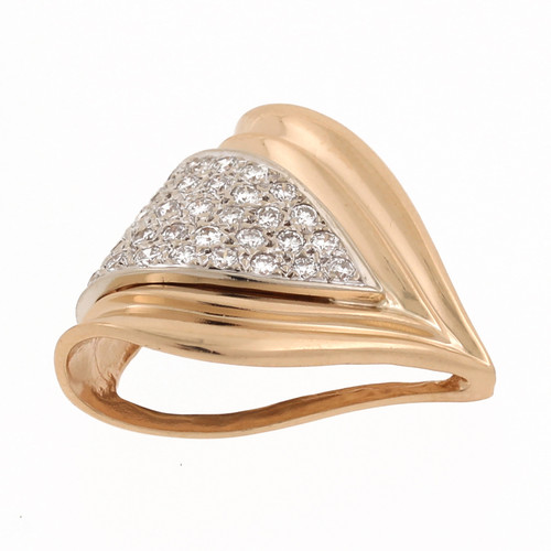 Vintage 14K Gold & Diamonds Folded Triangular Cluster Slide Pendant 1.50 CTW 1"