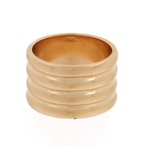 4-Band Wide Ring 14K Yellow Gold Stackable Design Size 4.75 Estate
