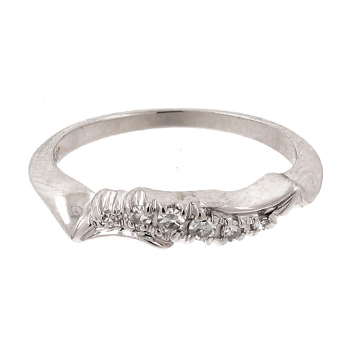 Estate Diamond Swirl Ring Band 14K White Gold 0.15 CTW Size 6.25